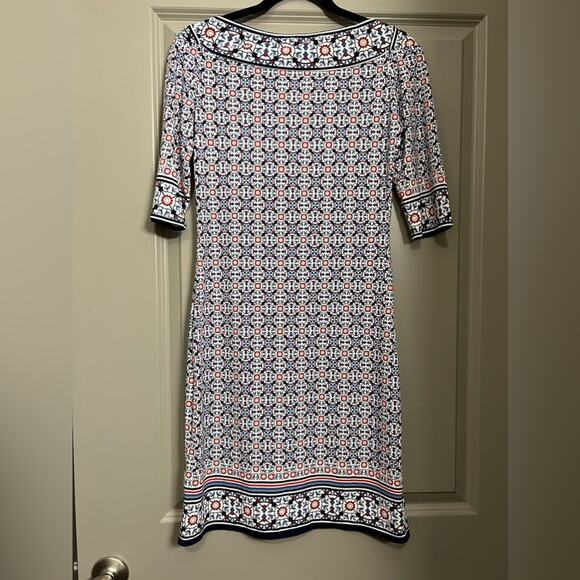 Max Studio Blue and Red Patterned Dress Like New - Picture 3 of 6